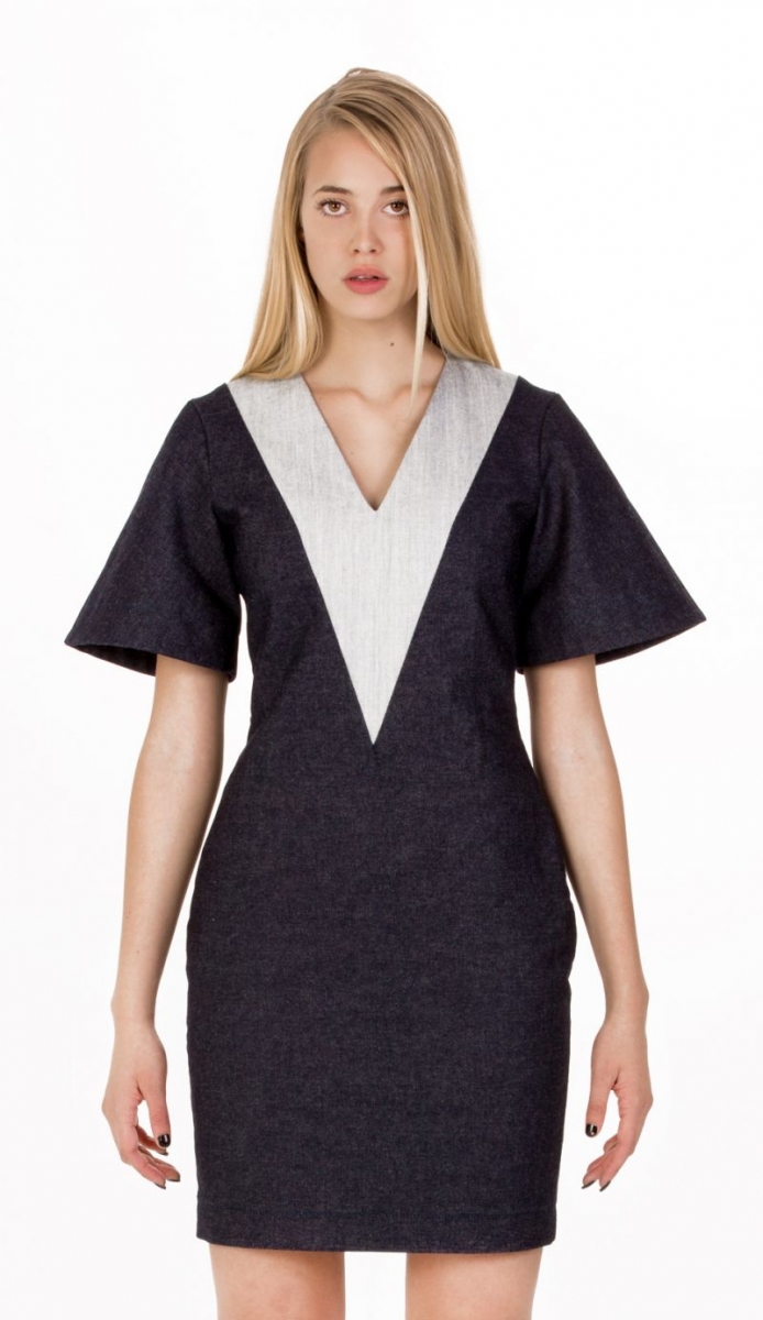 vestido de fiesta vaquero classic jeans escote V